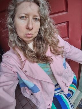 Women’s Pink Colorblock Jacket - Casual Jean Coat